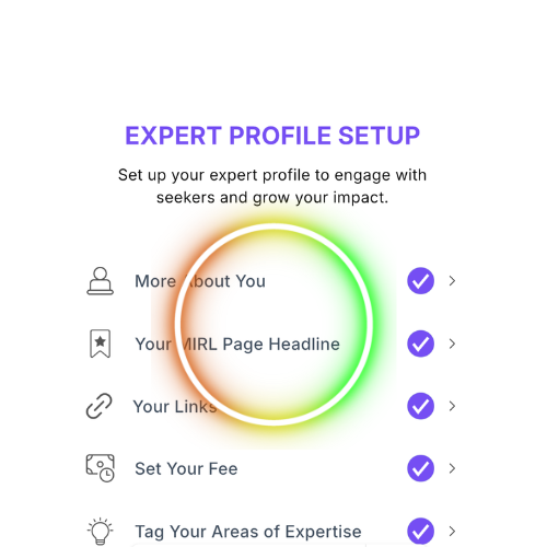 Expert Profile Setup checklist on MIRL