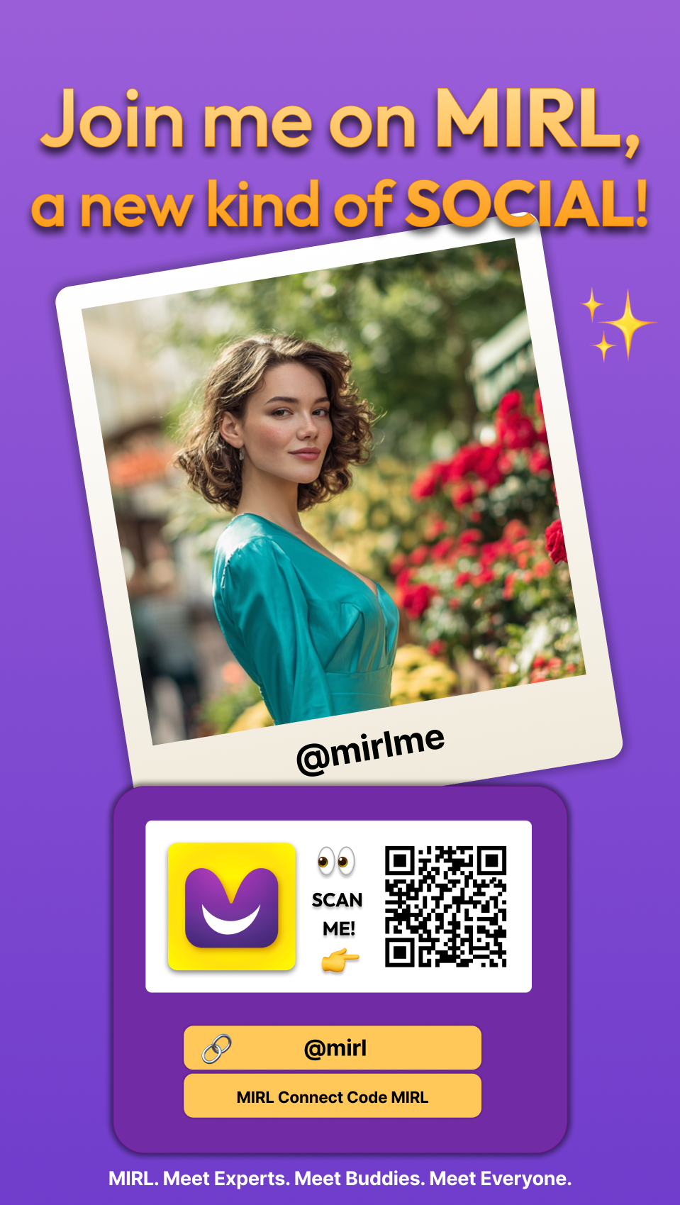 MIRL Connect invite card preview with creator photo